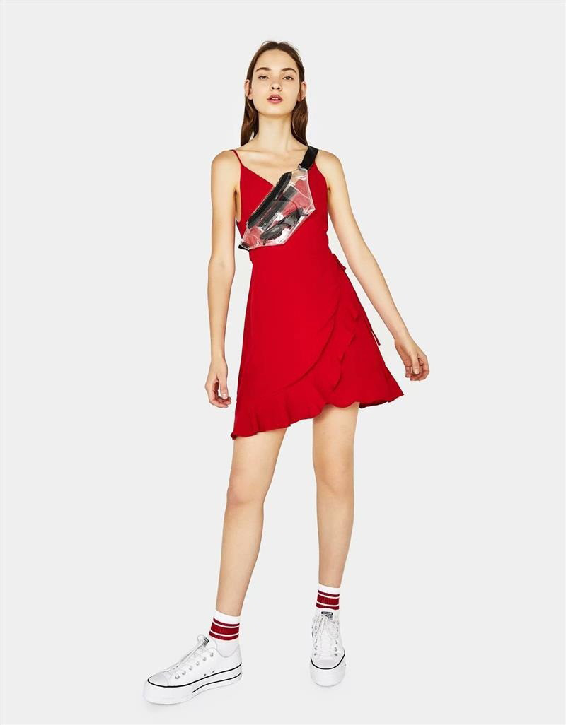 Sexy Red Pure Color Design Suspender Dress,Long Dress