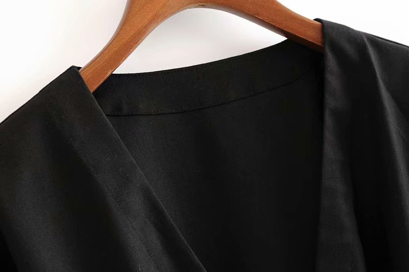 Sexy Black V Neckline Design Pure Color Dress,Long Dress