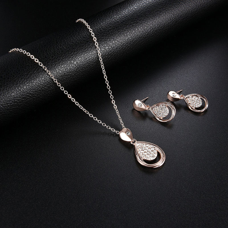 Fashion Rose Gold Water Drop Shape Decorated Jewelry Sets,Jewelry Sets