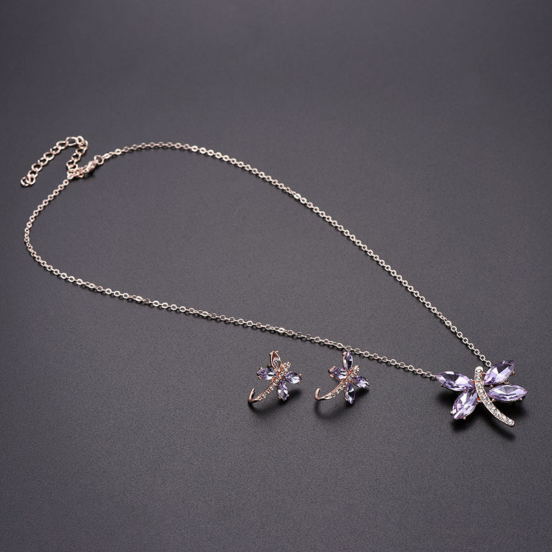 Fashion Rose Gold Dragonfly Shape Decorated Jewelry Sets,Jewelry Sets
