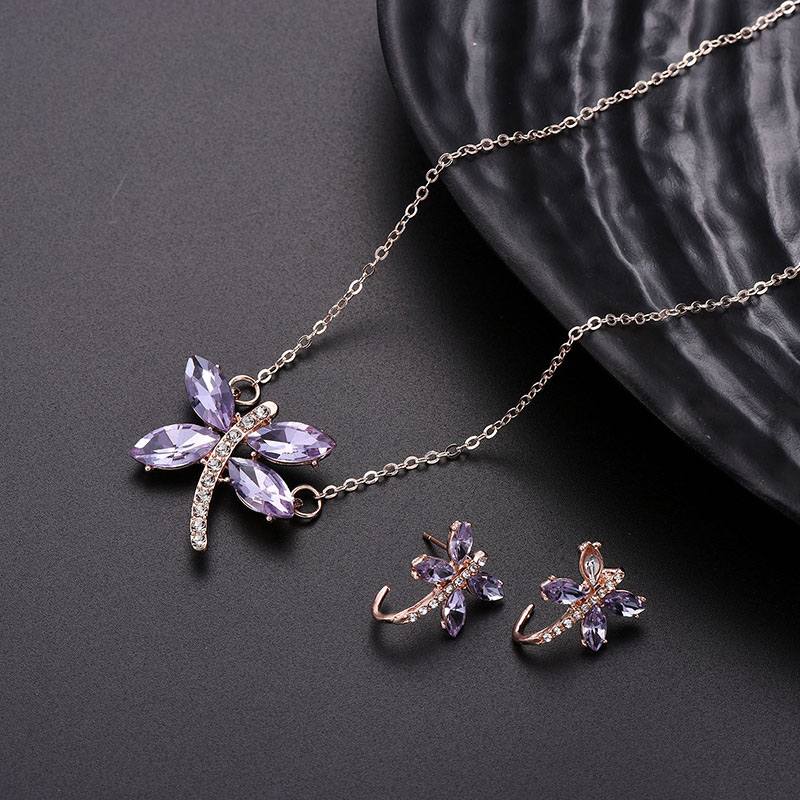 Fashion Rose Gold Dragonfly Shape Decorated Jewelry Sets,Jewelry Sets