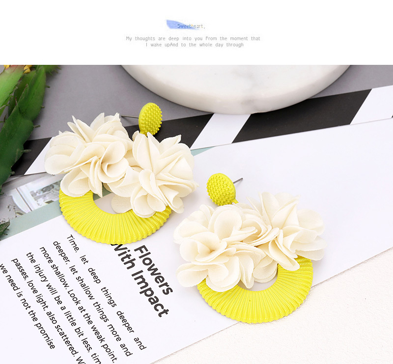 Elegant Yellow Flowers Decorated Simple Earrings,Drop Earrings