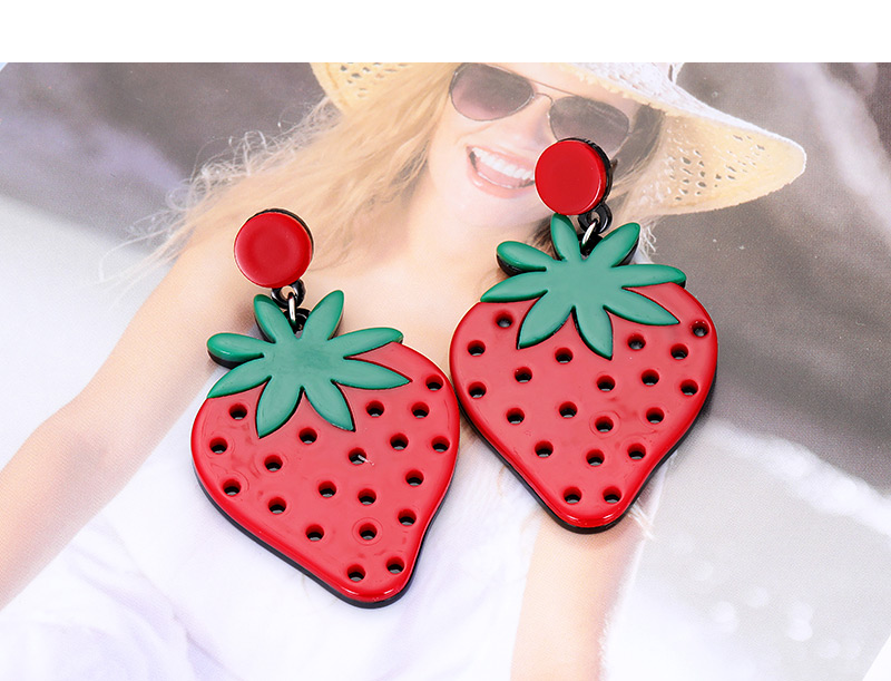 Elegant Red Strawberry Shape Design Earrings,Drop Earrings