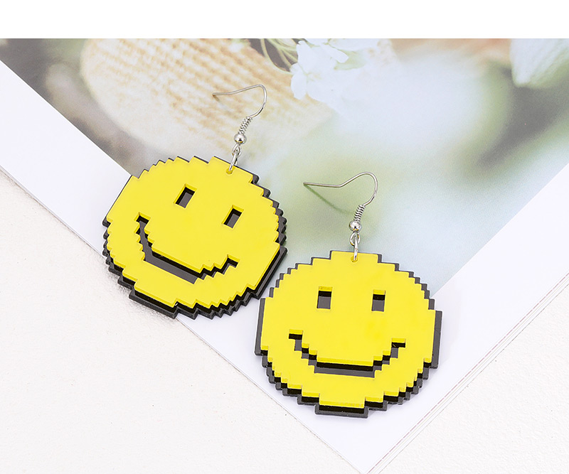Elegant Yellow Smiling Face Shape Decorated Earrings,Drop Earrings