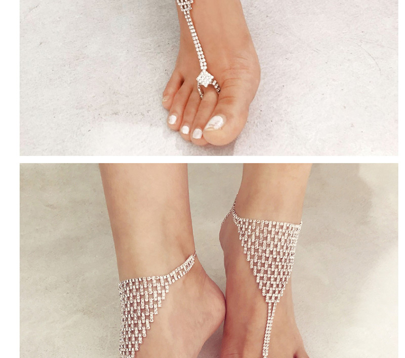 Fashion Silver Color Full Diamond Decorated Pure Color Anklet(1pc),Fashion Anklets