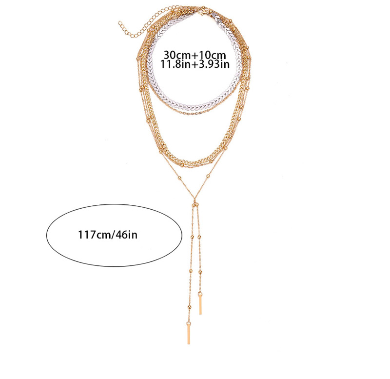 Fashion Silver Color Tassel Design Multi-layer Necklace,Multi Strand Necklaces