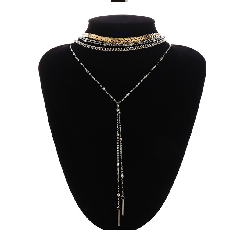 Fashion Gold Color Tassel Design Multi-layer Necklace,Multi Strand Necklaces