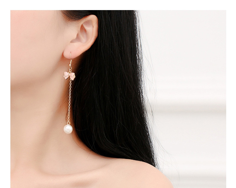 Elegant Gold Color+pink Flamingo&pearls Decorated Long Earrings,Drop Earrings