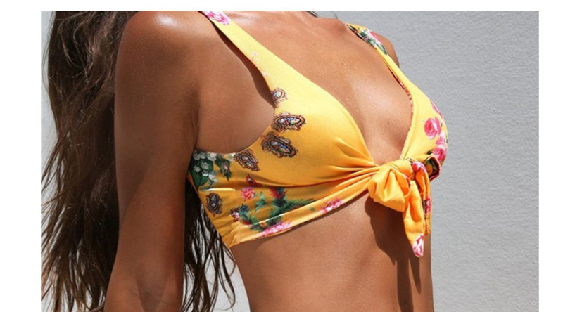 Sexy Yellow High-waist Design Knot Shape Bikini,Bikini Sets