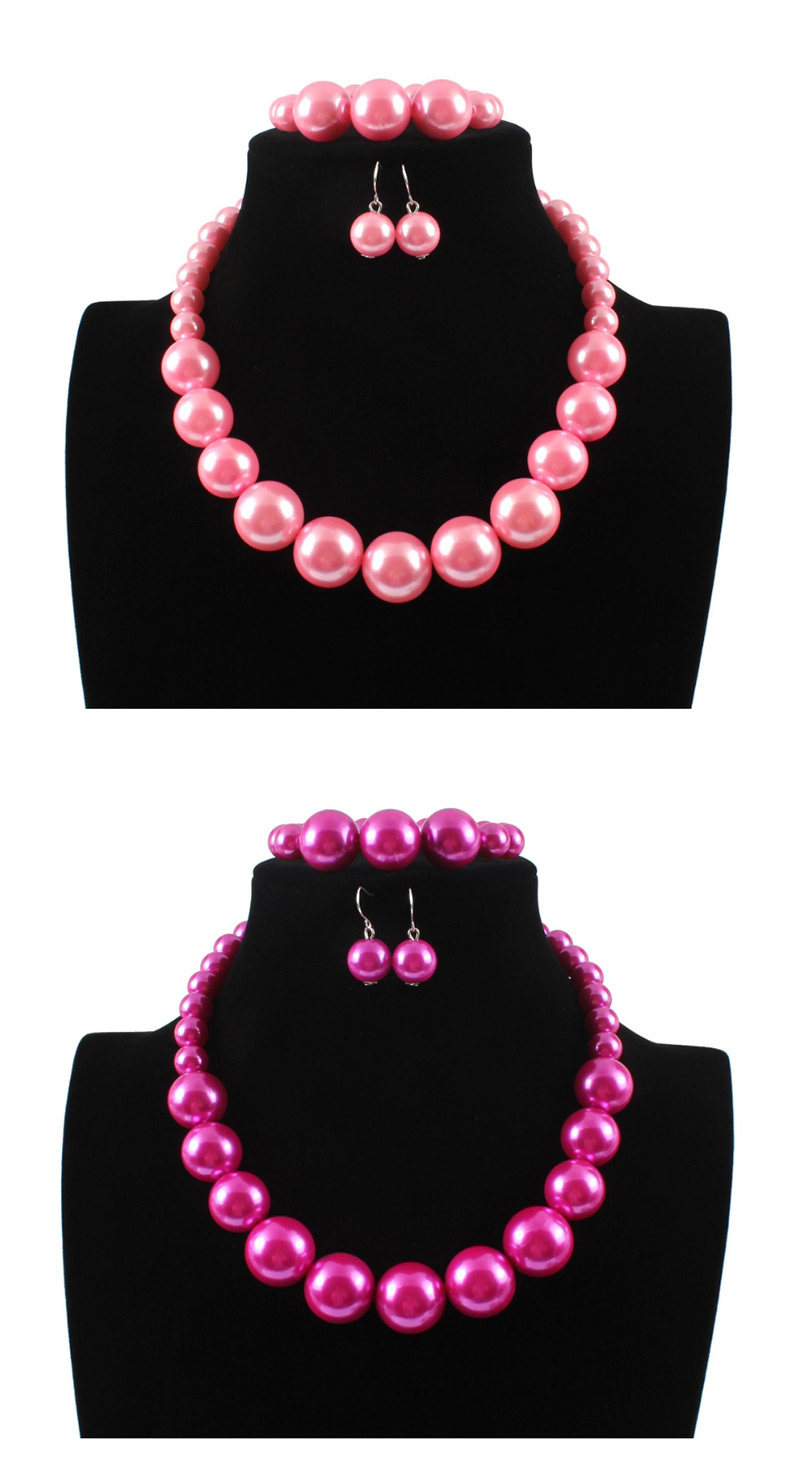 Elegant Pink Full Pearls Design Pure Color Jewelry Sets,Jewelry Sets