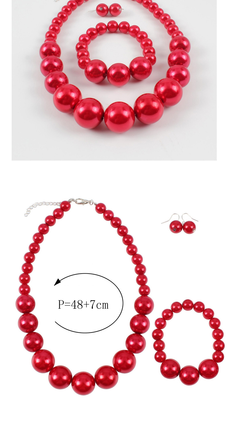 Elegant Red Full Pearls Design Pure Color Jewelry Sets,Jewelry Sets