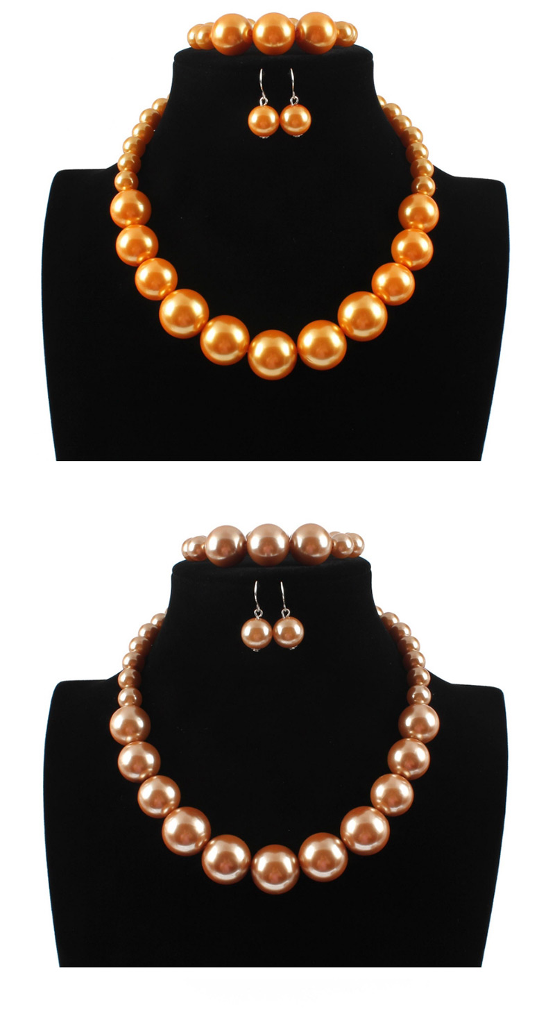 Elegant Coffee Full Pearls Design Pure Color Jewelry Sets,Jewelry Sets