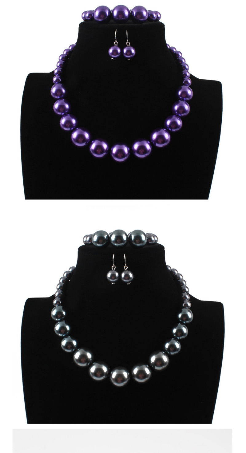 Elegant Purple Full Pearls Design Pure Color Jewelry Sets,Jewelry Sets
