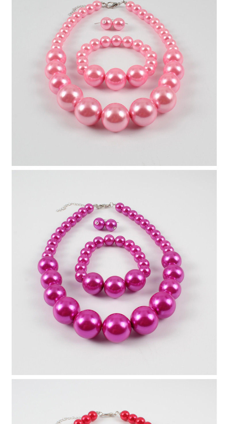 Elegant Plum Red Full Pearls Design Pure Color Jewelry Sets,Jewelry Sets