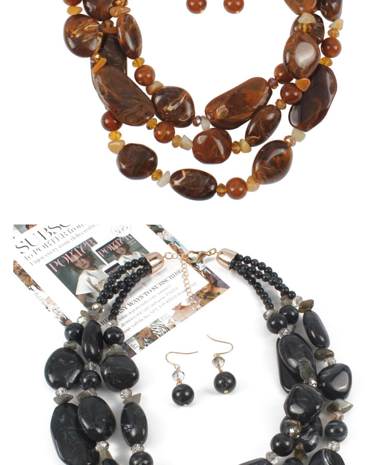Elegant Khaki Irregular Shape Design Multi-layer Jewelry Sets,Jewelry Sets