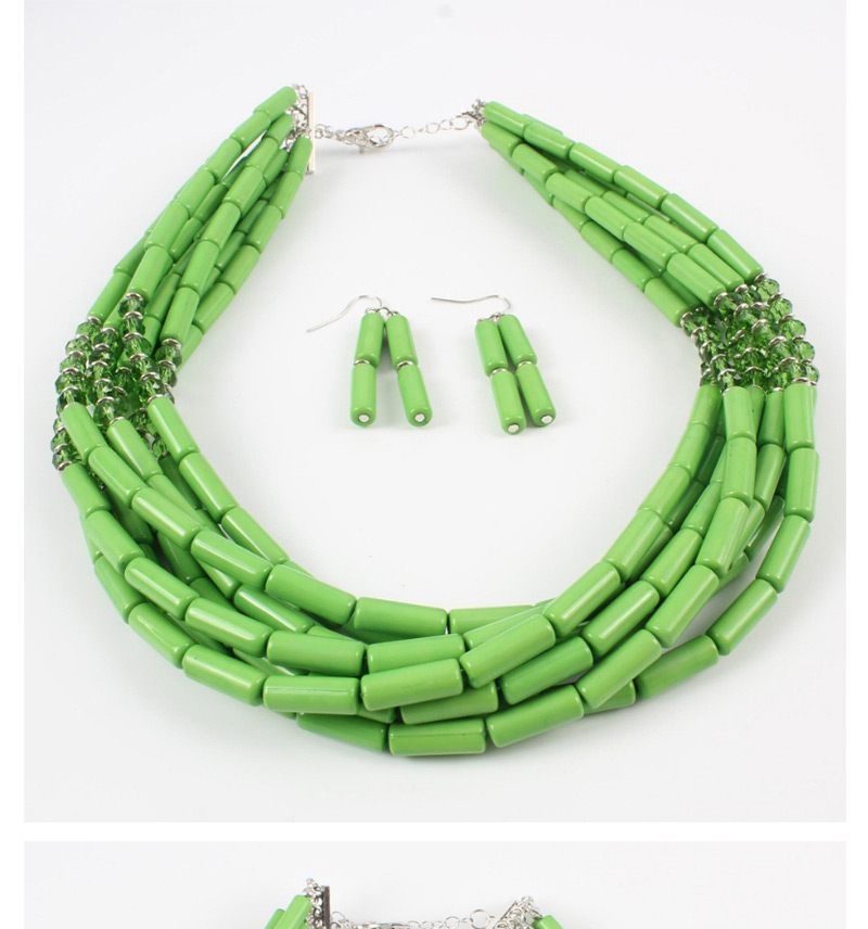 Elegant Green Beads Decorated Pure Color Jewelry Sets,Jewelry Sets