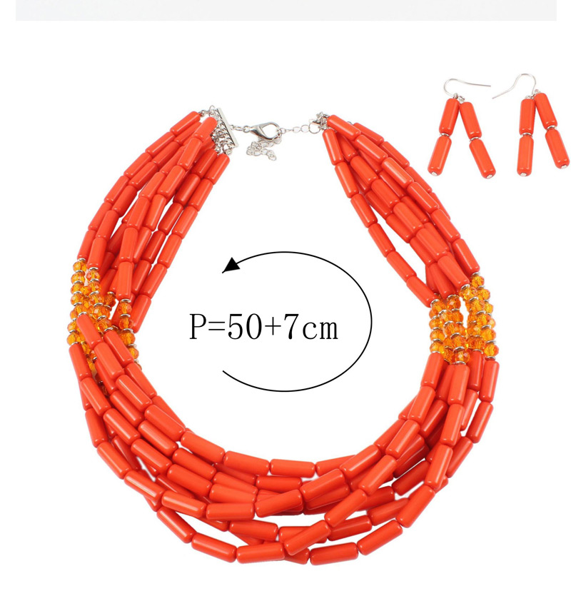 Elegant Red Beads Decorated Pure Color Jewelry Sets,Jewelry Sets
