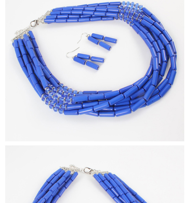 Elegant Blue Beads Decorated Pure Color Jewelry Sets,Jewelry Sets