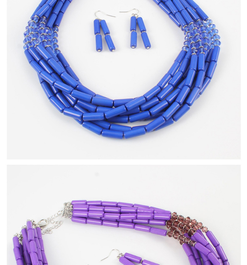 Elegant Blue Beads Decorated Pure Color Jewelry Sets,Jewelry Sets