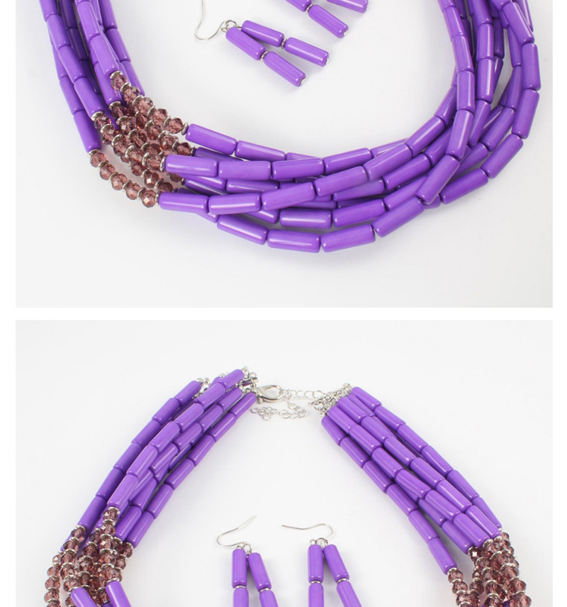 Elegant Purple Beads Decorated Pure Color Jewelry Sets,Jewelry Sets