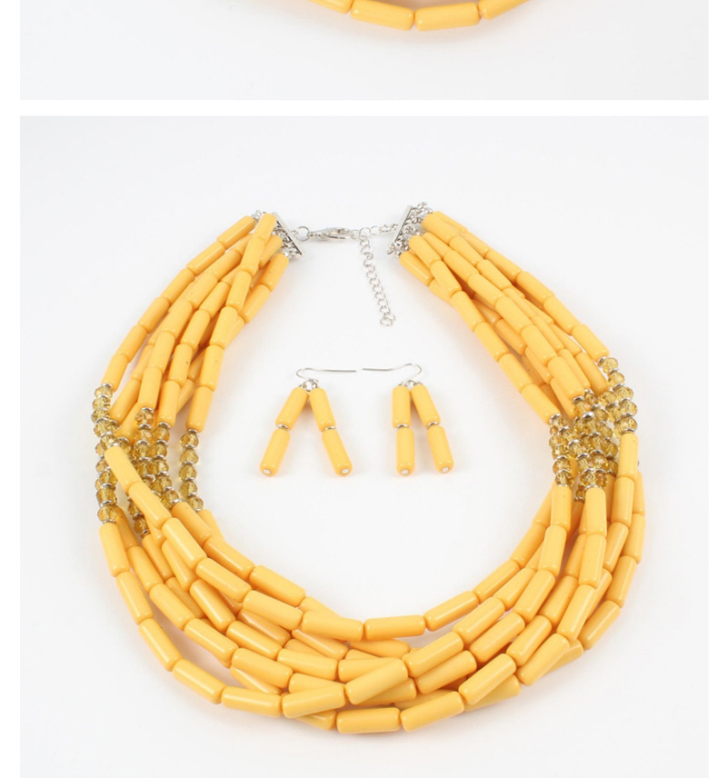 Elegant Yellow Beads Decorated Pure Color Jewelry Sets,Jewelry Sets