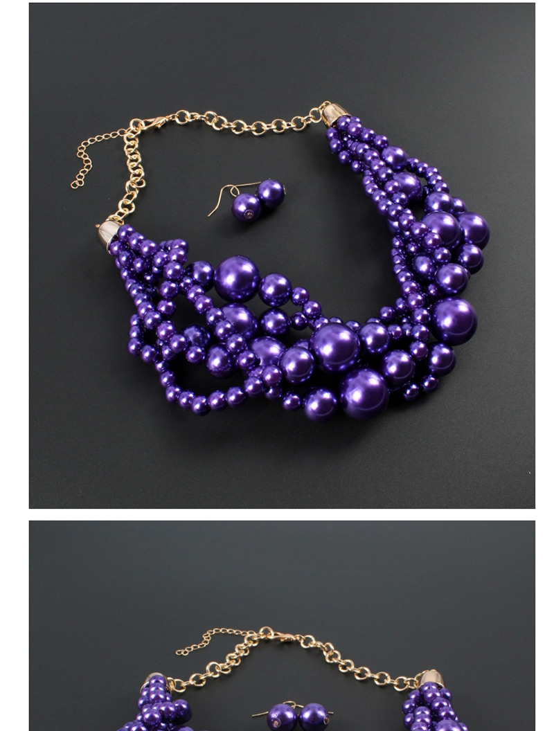 Elegant Purple Pearls Decorated Pure Color Jewelry Sets,Jewelry Sets