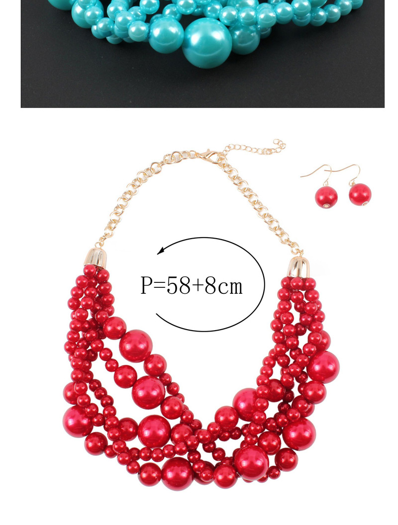 Elegant Red Pearls Decorated Pure Color Jewelry Sets,Jewelry Sets