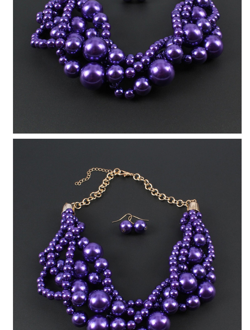 Elegant Purple Pearls Decorated Pure Color Jewelry Sets,Jewelry Sets