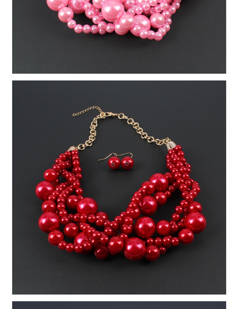 Elegant Red Pearls Decorated Pure Color Jewelry Sets,Jewelry Sets