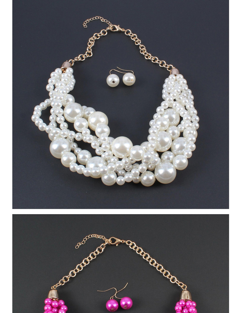 Elegant Coffee Pearls Decorated Pure Color Jewelry Sets,Jewelry Sets