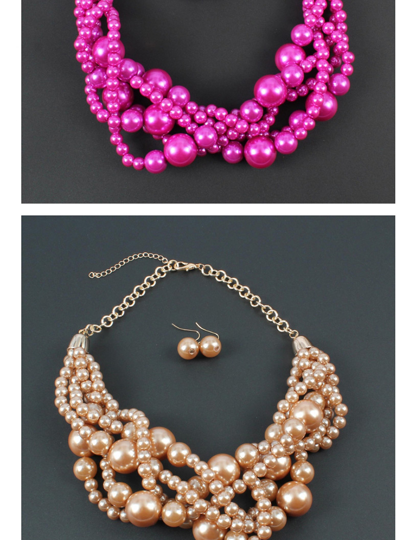 Elegant Pink Pearls Decorated Pure Color Jewelry Sets,Jewelry Sets