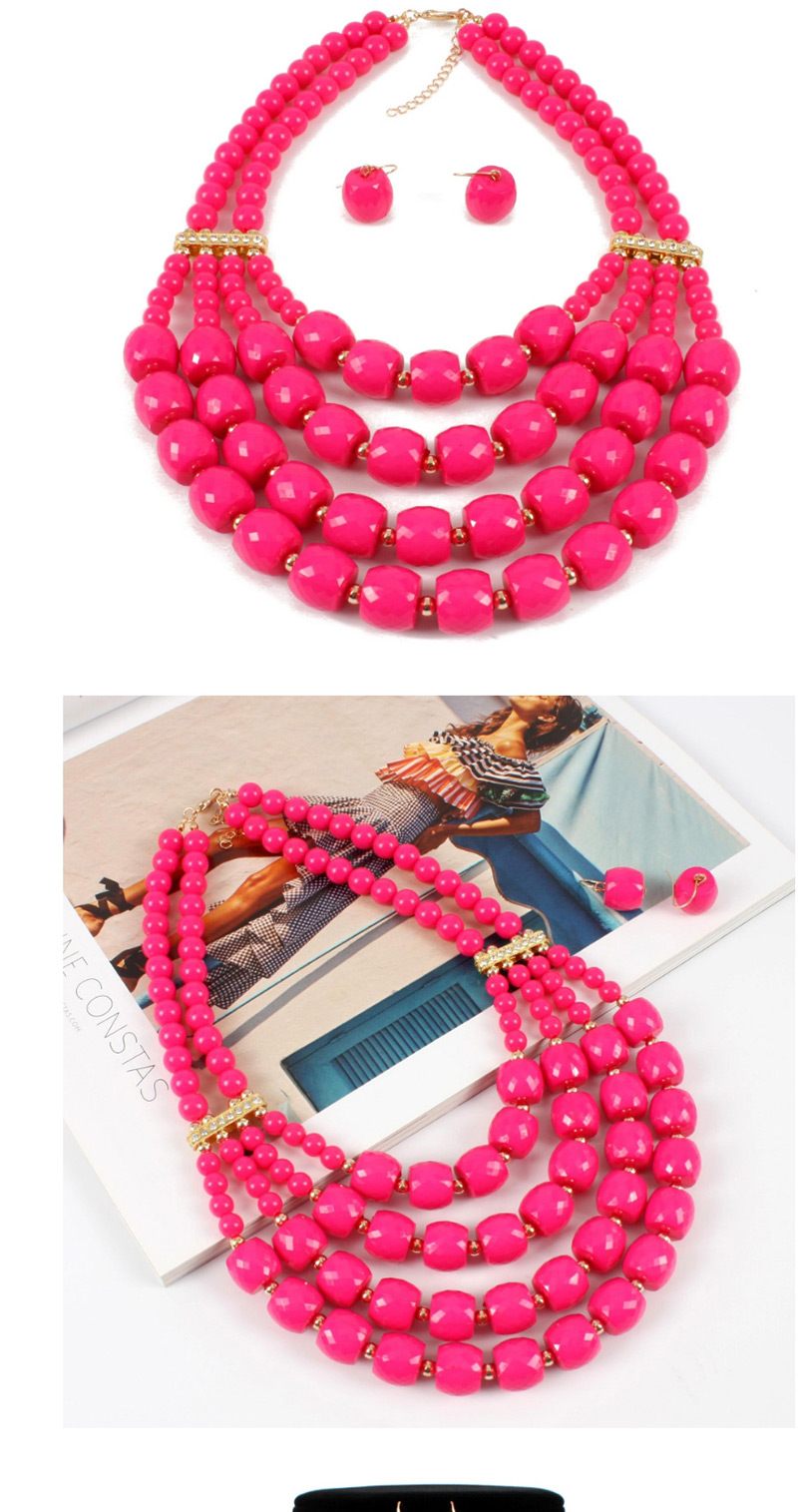 Elegant Plum Red Pure Color Design Multi-layer Jewelry Sets,Jewelry Sets