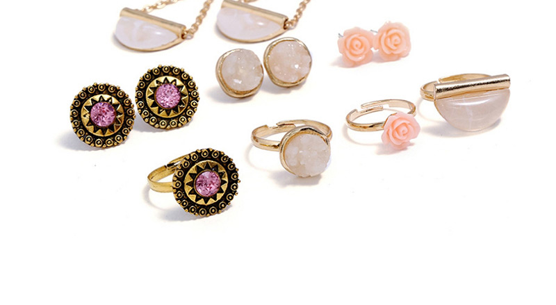 Fashion Multi-color Flowers Shape Design Simple Earrings&rings,Jewelry Sets