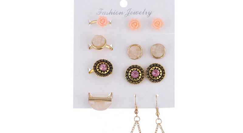Fashion Multi-color Flowers Shape Design Simple Earrings&rings,Jewelry Sets
