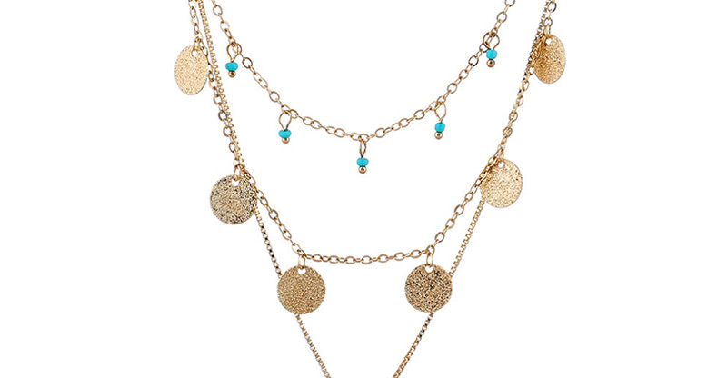 Fashion Gold Color Round Shape Decorated Multi-layer Necklace,Pendants