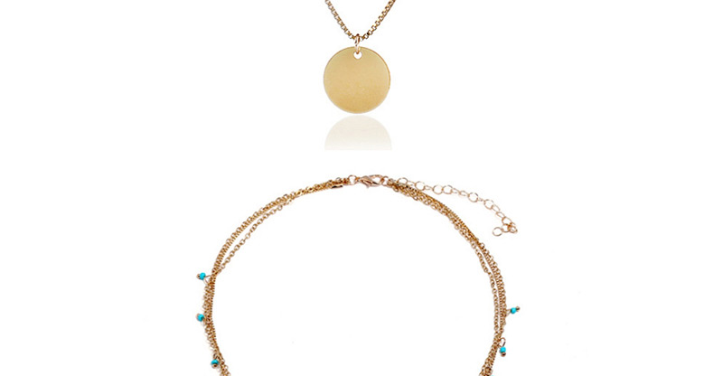 Fashion Gold Color Round Shape Decorated Multi-layer Necklace,Pendants