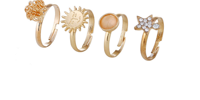 Fashion Gold Color Sun&star Shape Design Simple Rings(12pcs),Fashion Rings