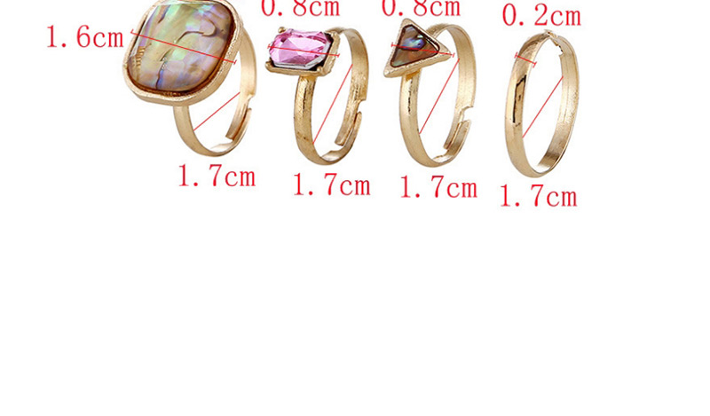 Fashion Gold Color Geometric Shape Gemstone Decorated Ring(12pcs),Fashion Rings