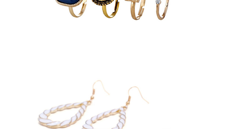 Fashion Multi-color Geometric Shape Design Earrings&rings,Jewelry Sets