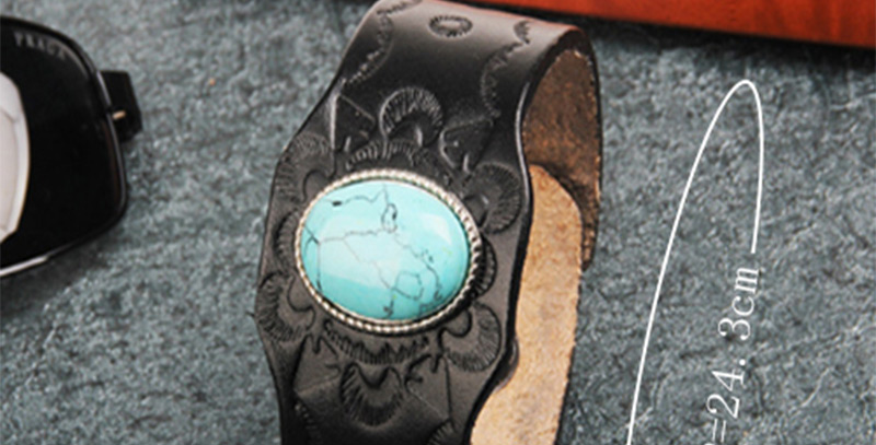 Trendy Black Big Gemstone Decorated Width Bracelet,Fashion Bracelets