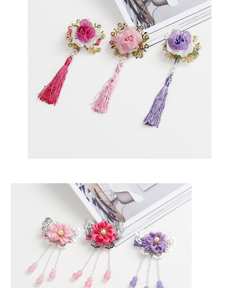 Lovely Plum Red Tassel&flowers Decorated Child Hair Clip,Kids Accessories