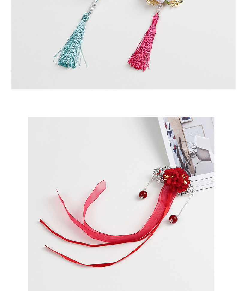 Lovely Plum Red Tassel&flowers Decorated Child Hair Clip,Kids Accessories