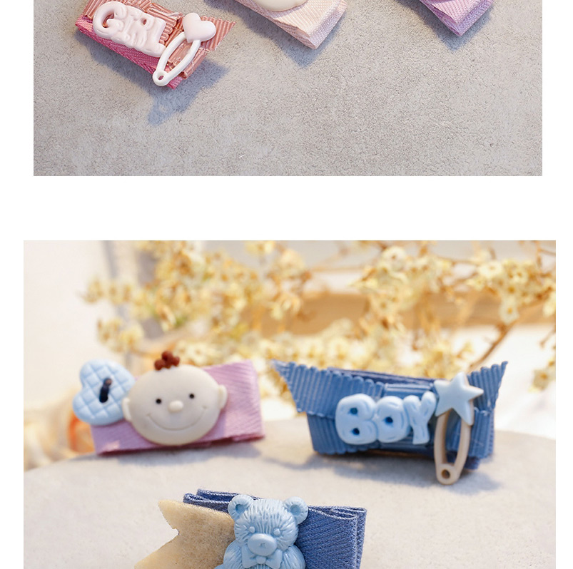 Lovely Blue+pink Bear&baby Shape Design Child Hair Clip(3pcs),Kids Accessories