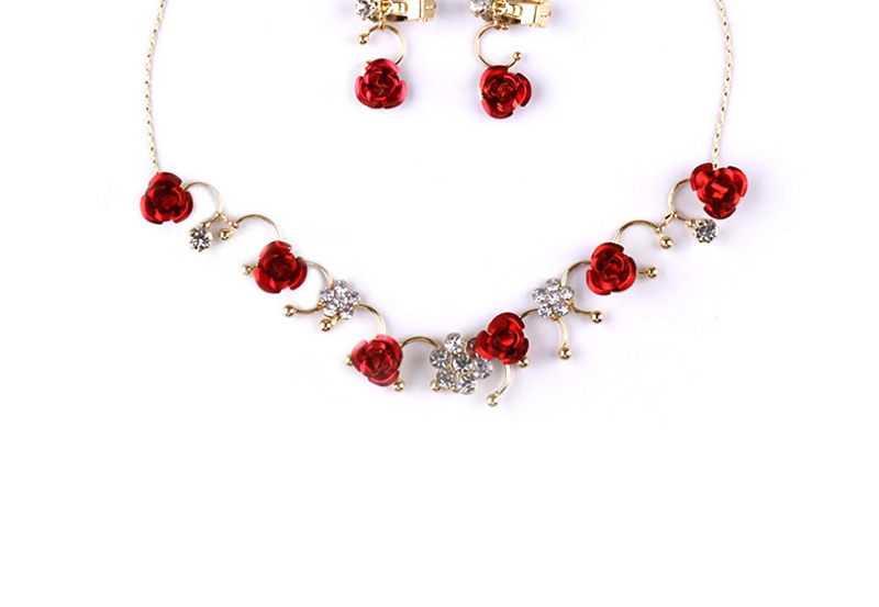 Fashion Red Flowers Decorated Jewelry Sets,Jewelry Sets
