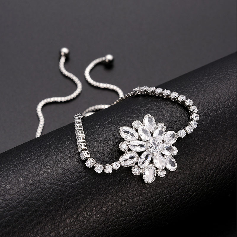 Fashion Silver Color Flowers Shape Decorated Pure Color Bracelet,Bracelets