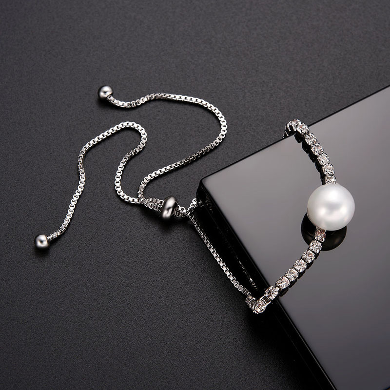 Fashion Silver Color Pearls&diamond Decorated Bracelet,Bracelets