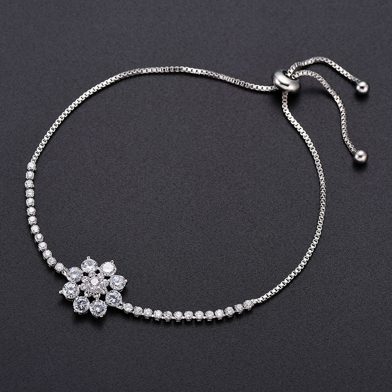 Fashion Silver Color Flowers Decorated Simple Bracelet,Bracelets
