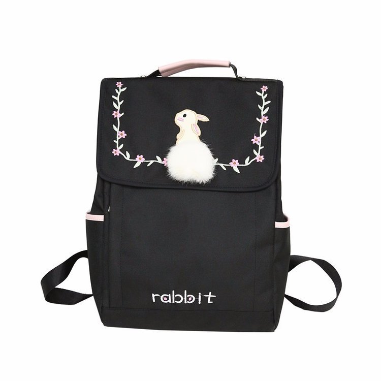 Lovely Blue Embroidered Rabbit Decorated Backpack,Backpack