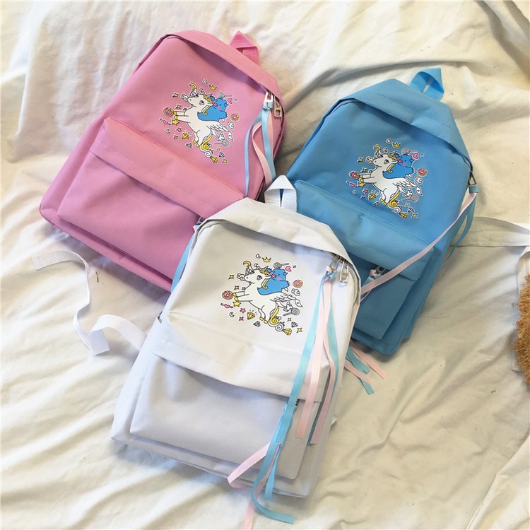 Lovely White Unicorn Pattern Decorated Backpack,Backpack