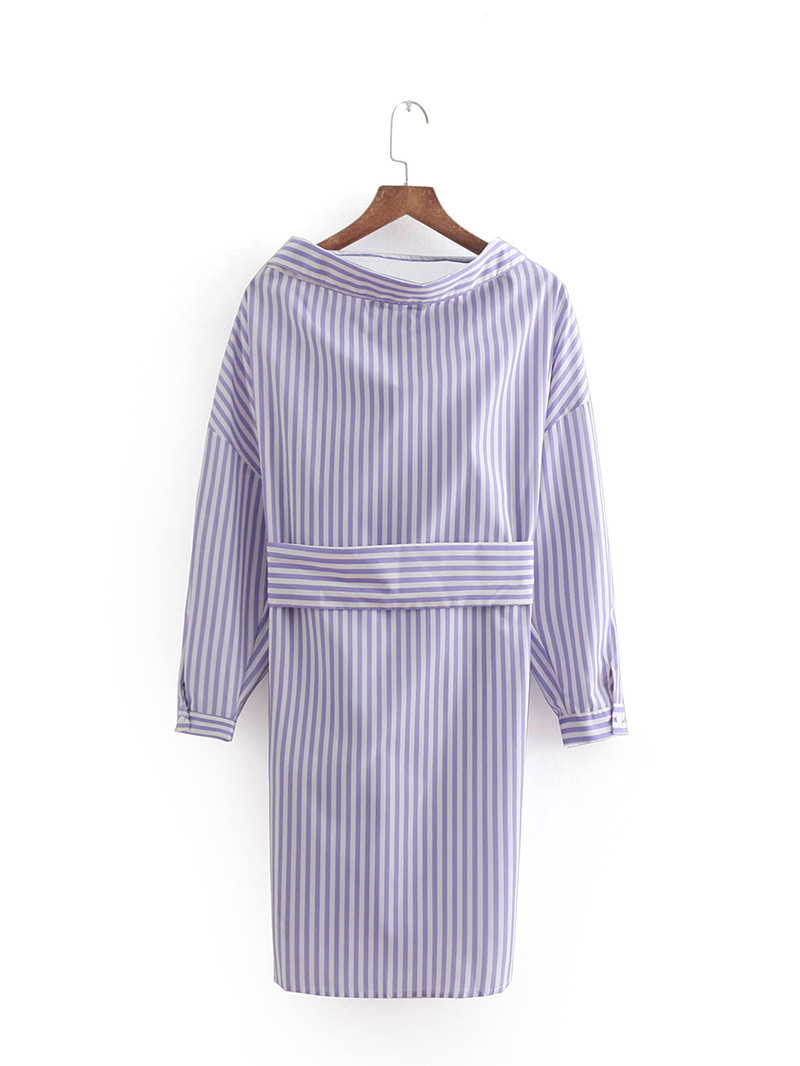 Fashion Blue+white Stripe Pattern Design Simple Dress,Long Dress